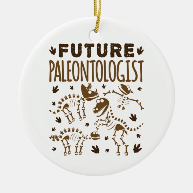 Future Paleontologist Paleontology Dinosaur Bones Ceramic Tree Decoration (Front)