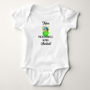 Future Pickleball King Baby Green Ball in Crown Bodysuit