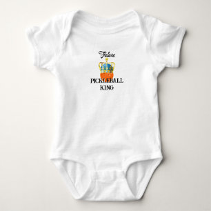 Future Pickleball King Orange Ball in Crown Baby Baby Bodysuit