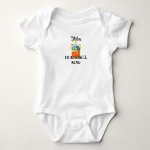Future Pickleball King Orange Ball in Crown Baby Bodysuit