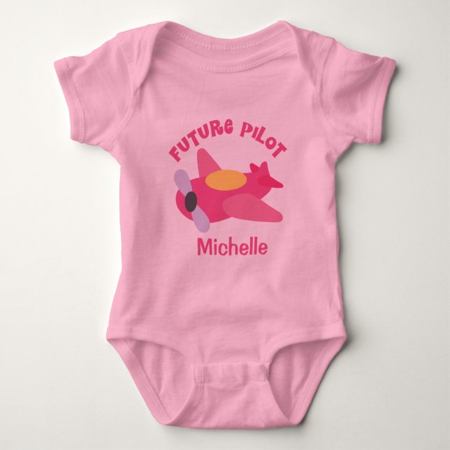 Future Pilot Aeroplane Customised Baby Bodysuit (Front)