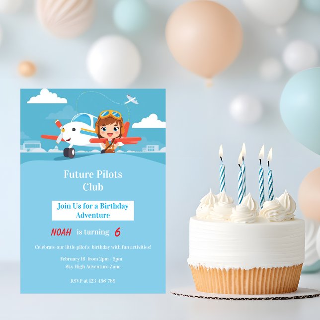 Future Pilot Airplane Adventure Birthday Invitation (Creator Uploaded)