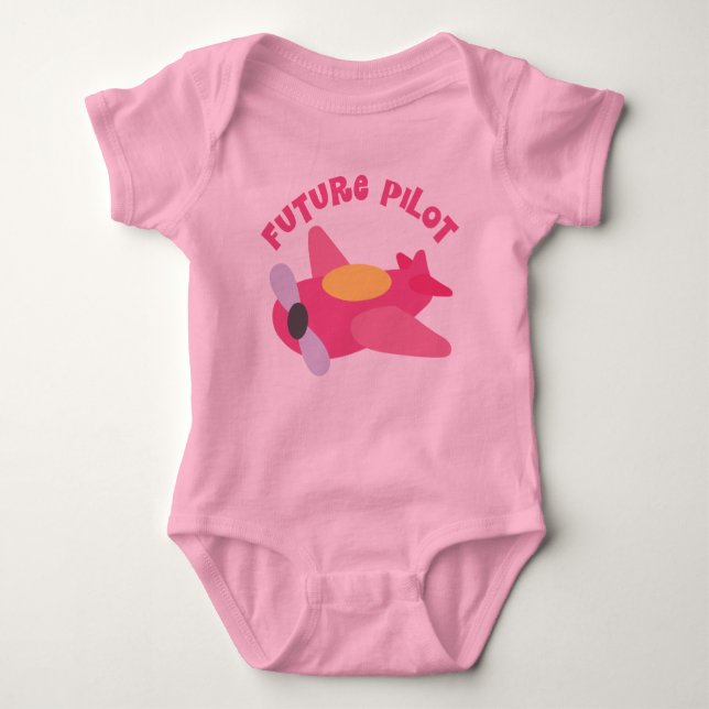 Future Pilot Girls Aeroplane Baby Bodysuit (Front)