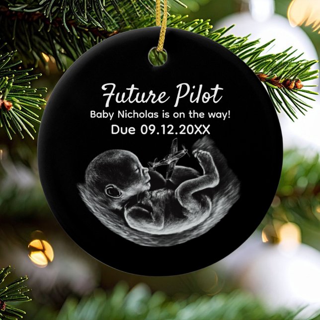 Future Pilot Pregnancy Announcement Funny Aviation Ceramic Tree Decoration (Creator Uploaded)