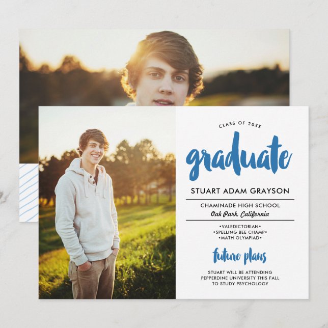 Future Plans 2 Photo Graduation Invitation (Front/Back)