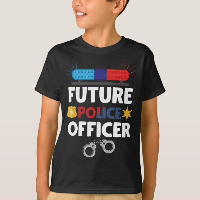 Future Police Officer Costume Policeman Kid T-Shirt (Front)