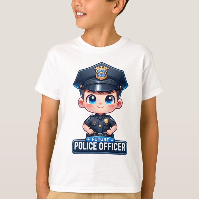 Future Police Officer Kids T-Shirt - Cute Cartoon  (Front)