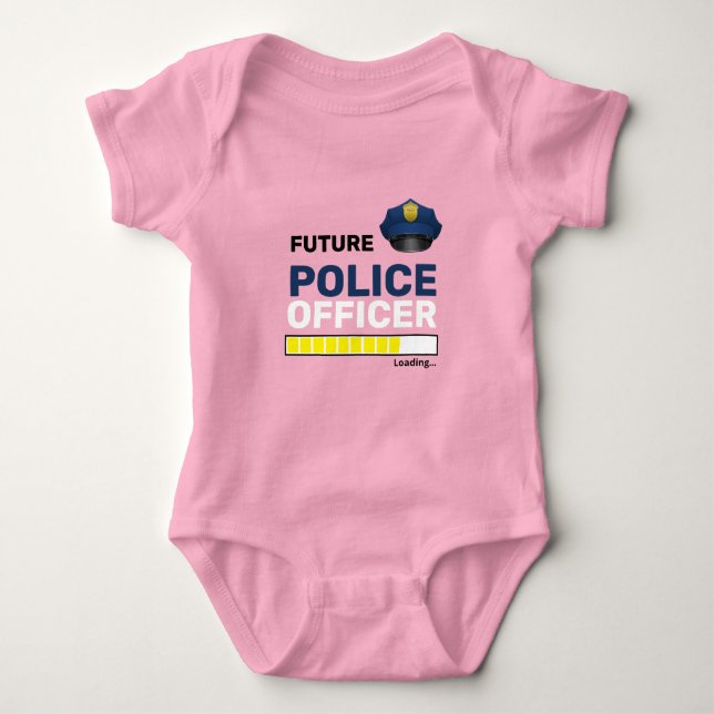 Future Police Officer Loading Cute Personalised Baby Bodysuit (Front)