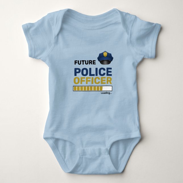 Future Police Officer Loading Funny Personalised Baby Bodysuit (Front)