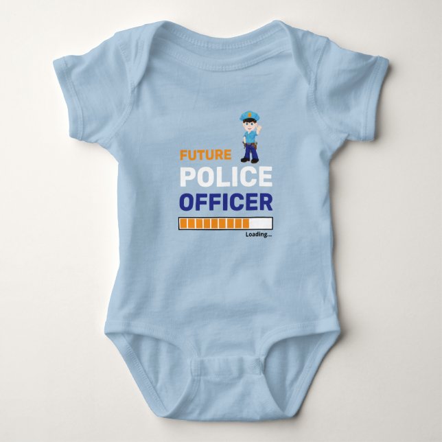 Future Police Officer Loading Modern Personalised Baby Bodysuit (Front)