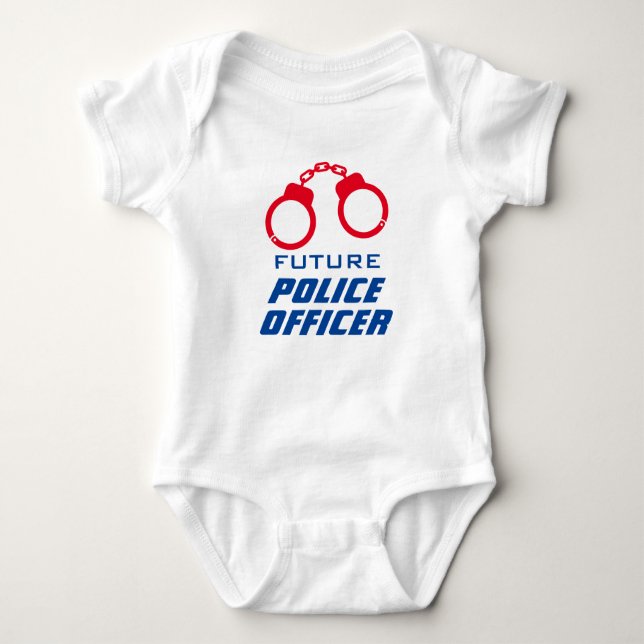 Future police officer or sheriff funny handcuffs baby bodysuit (Front)