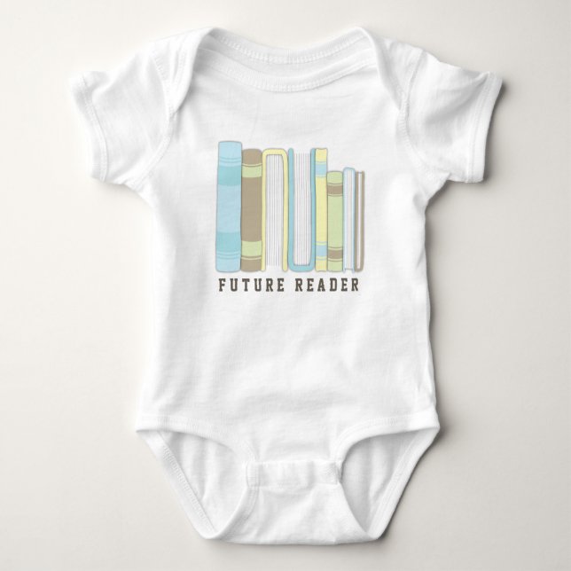 Future Reader Baby Book Stack Funny Shirt (Front)