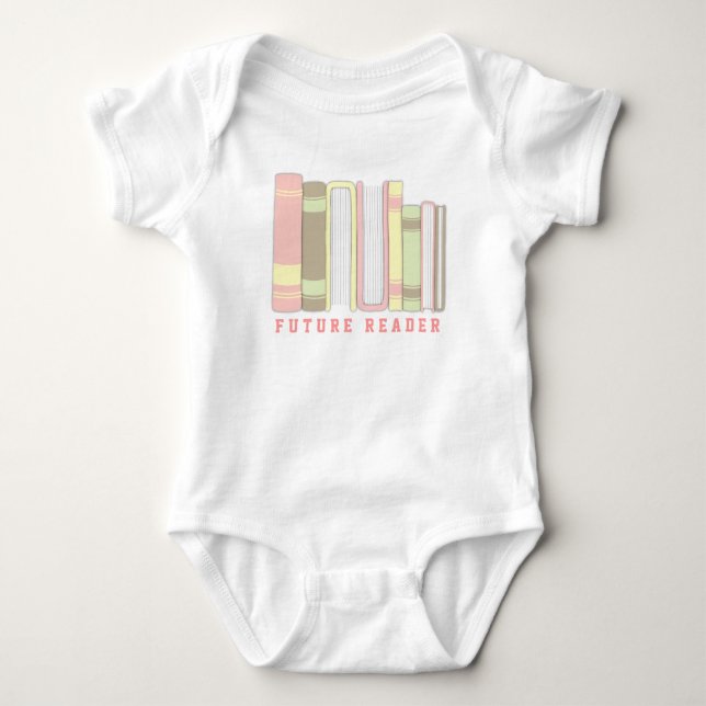 Future Reader Baby Book Stack Funny Shirt (Front)