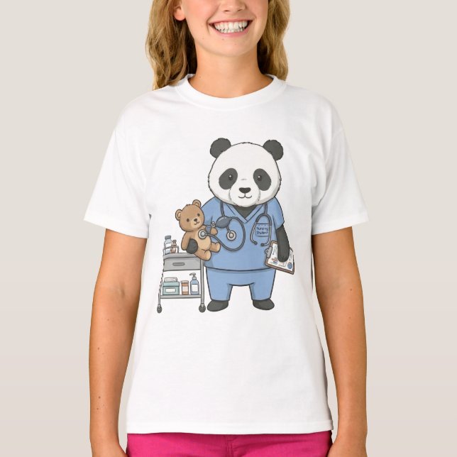 Future RN Panda: Adorable Medical Student  T-Shirt (Front)