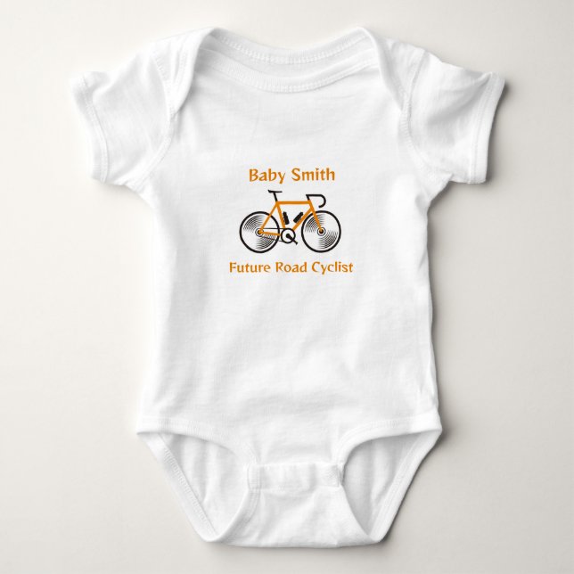 Future road cyclist baby name bodysuit (Front)