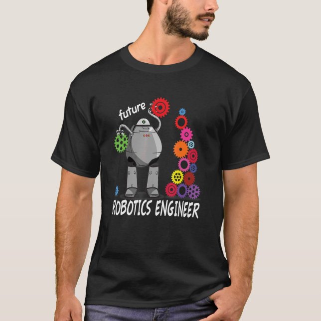 Future Robotics Engineer Technician  Vintage Robot T-Shirt (Front)