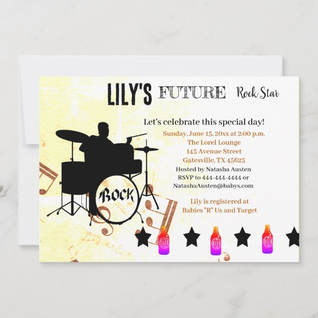 Future Rock Star Baby Shower Invitation (Front)