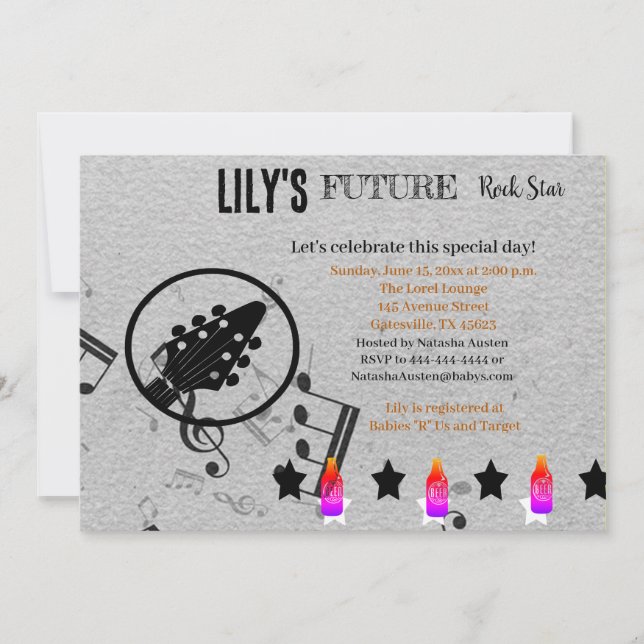 Future Rock Star Baby Shower Invitation (Front)