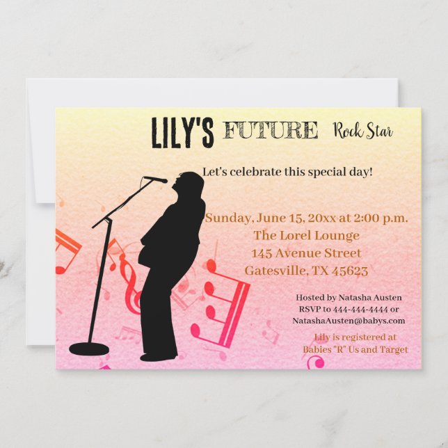 Future Rock Star Baby Shower Invitation (Front)