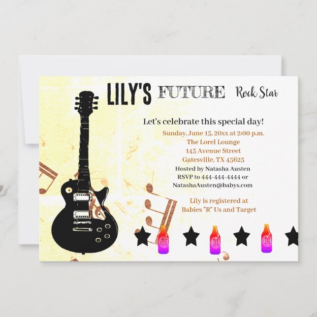Future Rock Star Baby Shower Invitation (Front)