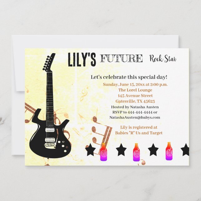 Future Rock Star Baby Shower Invitation (Front)