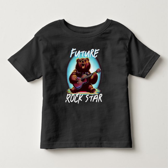 Future Rock Star Colourful Bear Toddler T-Shirt (Front)