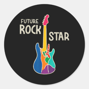 Future Rock Star Guitar Hand Sign Music Lover Classic Round Sticker