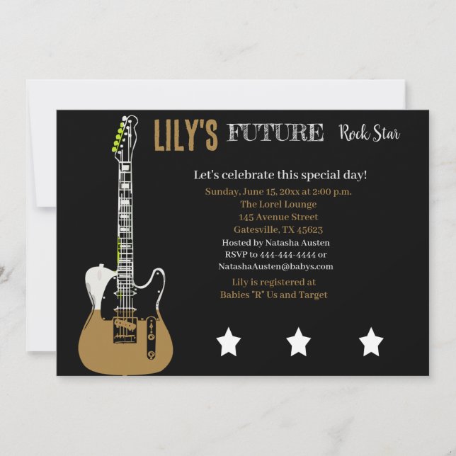 Future Rocker Baby Shower Brown Invitation (Front)