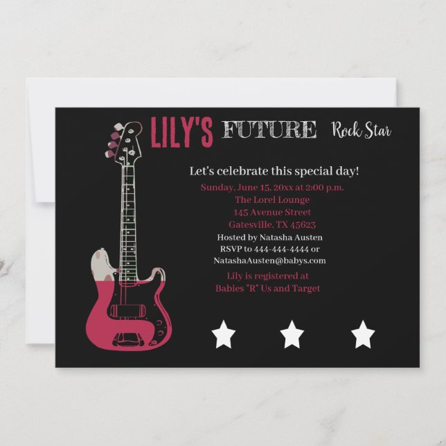 Future Rocker Baby Shower Pink Invitation (Front)