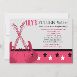 Future Rocker Baby Shower Pink Invitation