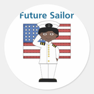 Future Sailor Boy African American Classic Round Sticker