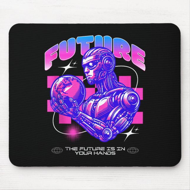 Future sci fi robot the future is in hands tank to mouse pad (Front)