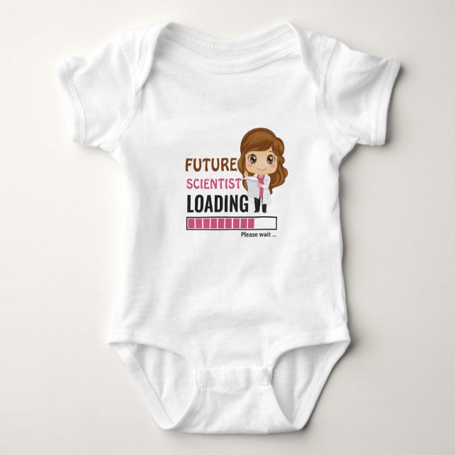 Future Scientist Loading Infant Shower Party Girly Baby Bodysuit (Front)