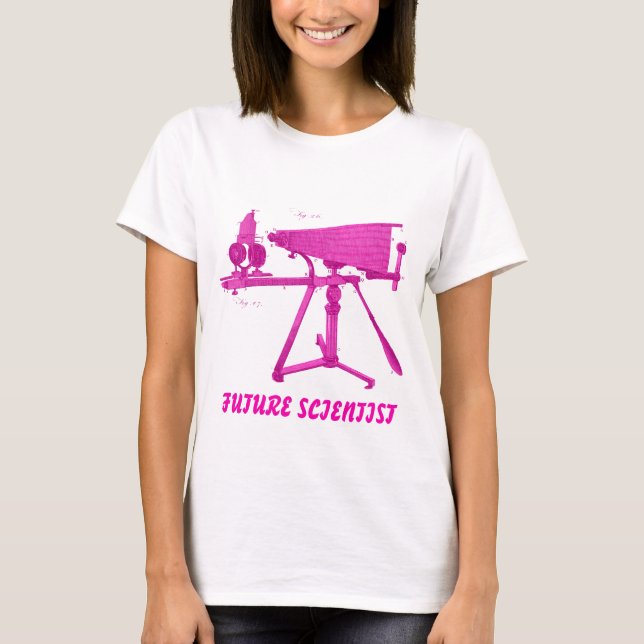 FUTURE SCIENTISTS 18TH CENTURY MICROSCOPE PINK T-Shirt (Front)
