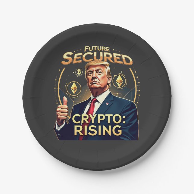 Future Secured Crypto Rising Trump Inaguration Day Paper Plate (Front)