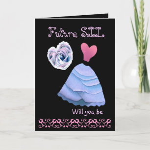 Future Sister-in-Law  Bridesmaid  Blue Dress Heart Invitation