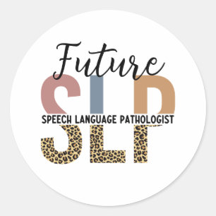 Future SLP Speech Pathologist Leopard Print Classic Round Sticker
