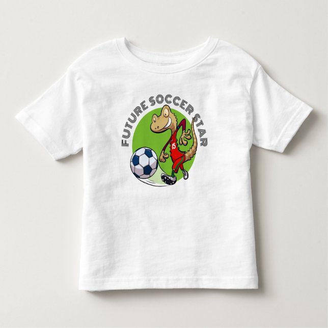 Future Soccer Star Funny Gecko Footballer Cartoon Toddler T-Shirt (Front)