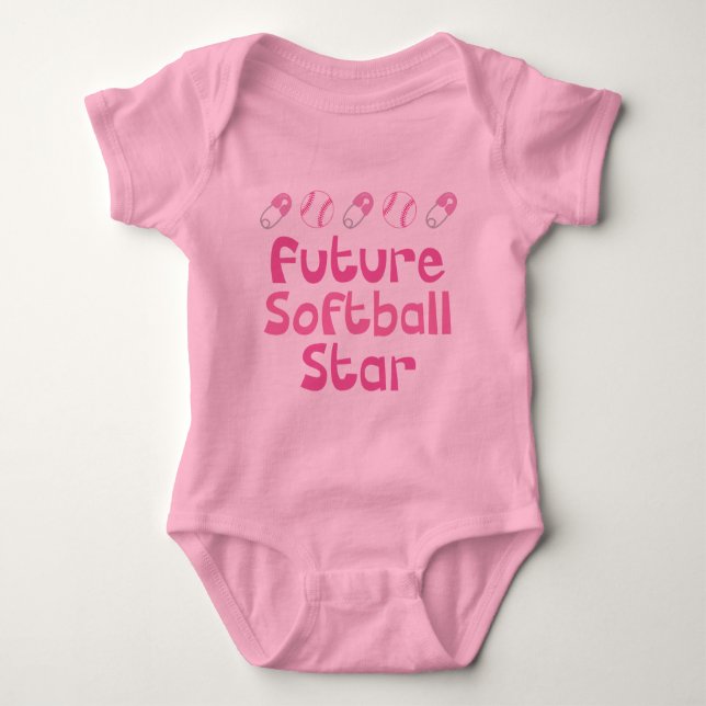 Future Softball Player (Cute) Baby Bodysuit (Front)
