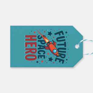 Future Space Hero Retro Rocket Ship Design Gift Tags