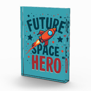 Future Space Hero Retro Rocket Ship Design Photo Block