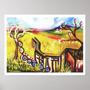 Future summer in the countryside art poster