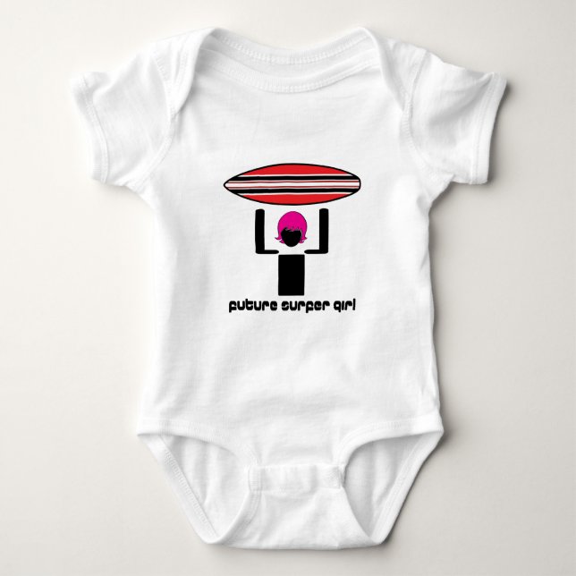 Future surfer girl baby bodysuit (Front)