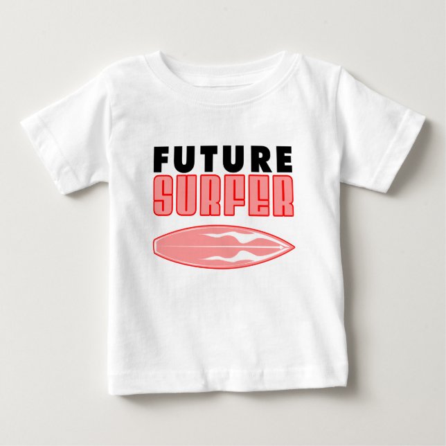Future Surfer Pink Surf Board Baby T-Shirt (Front)