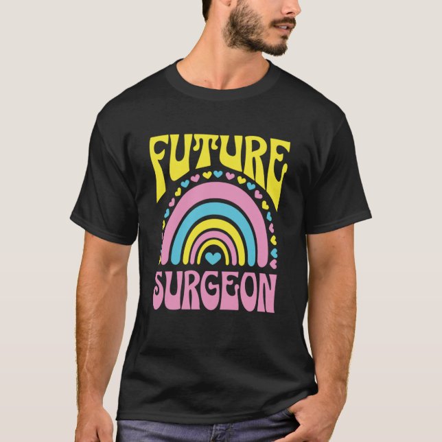 Future Surgeon Bright Retro Rainbow Surgeons Train T-Shirt (Front)