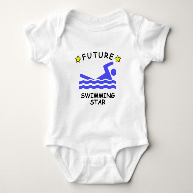 Future Swimming Star Baby Bodysuit (Front)