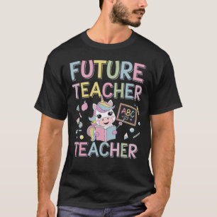 Future Teacher Cute Unicorn with ABC Chalkboard T-Shirt