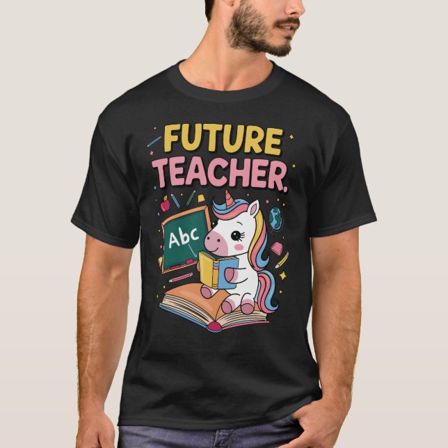 Future Teacher Pastel Unicorn Artwork T-Shirt (Front)