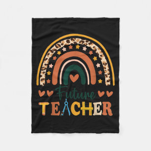 Future teacher rainbow leopard new grad student  fleece blanket