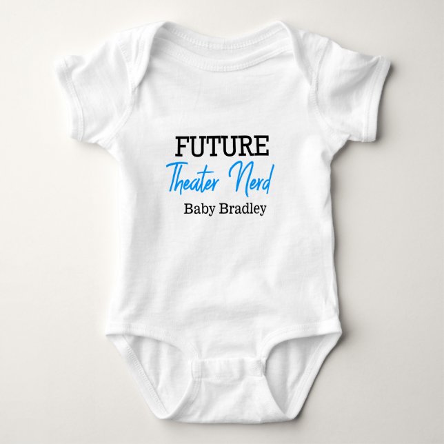 Future Theatre Nerd Blue Personalised Baby Bodysuit (Front)